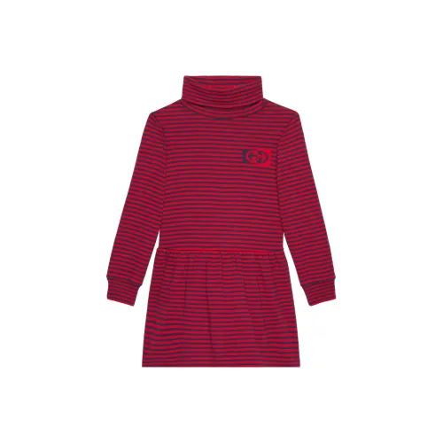 GUCCI Длинное платье с длинными рукавами FW23 красного цвета для детей