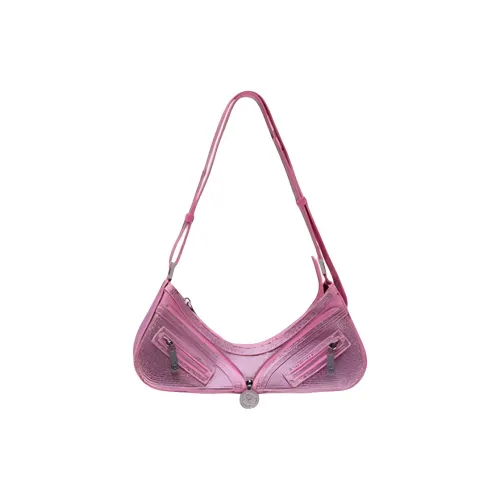 Pre spel Коровья кожа Сумка через плечо Маленькая Женская Маленький размер Сверкающий страз Барби розовый