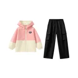 Розовая куртка + черные карго штаны [Весна-осень]