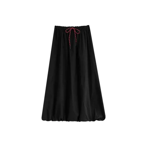 FANSILANEN Повседневный Длинный Юбка Женские Черный