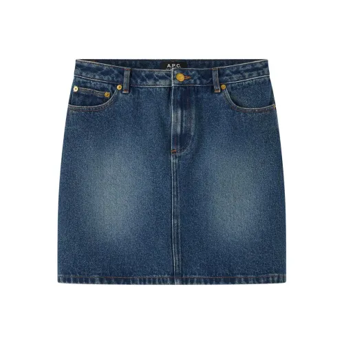 A.P.C FW24 Джинсовые короткие юбки Женские Stone Wash Индиго