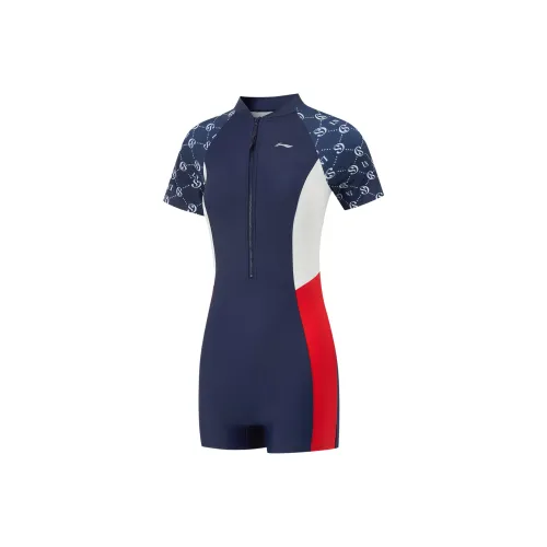 LINING Swimming Series Ван-Пис Купальник Женские Темный Bowl Синий