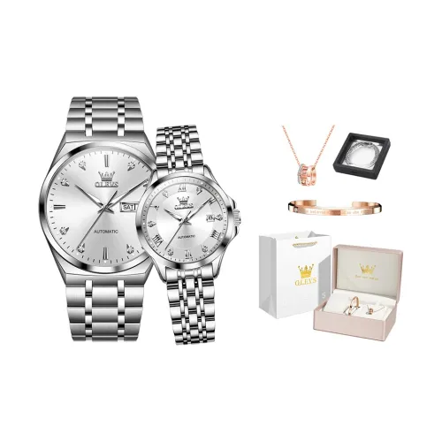 OLEVS Wisdom Series Механический механизм ремешок из нержавеющей стали унисекс белый циферблат