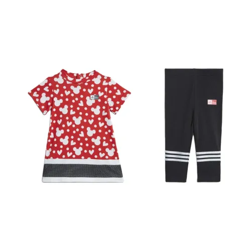 Adidas x Disney Повседневная спортивная одежда Красный Белый Черный Для малышей и детей дошкольного возраста