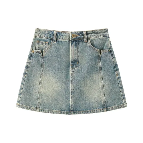 LEDIN Джинсовые короткие юбки Женские Темный джинсовый синий