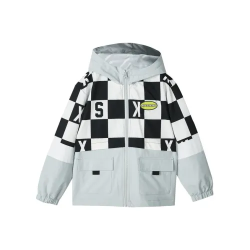 Skechers Kids' Softshell-куртки Шахматный узор Большой Квадрат Черный белый Детский