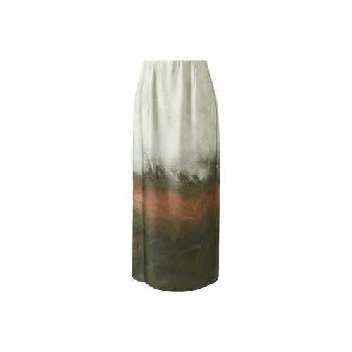 3COLOUR Повседневный Длинный Юбка Женская Светло-Серый Зеленый