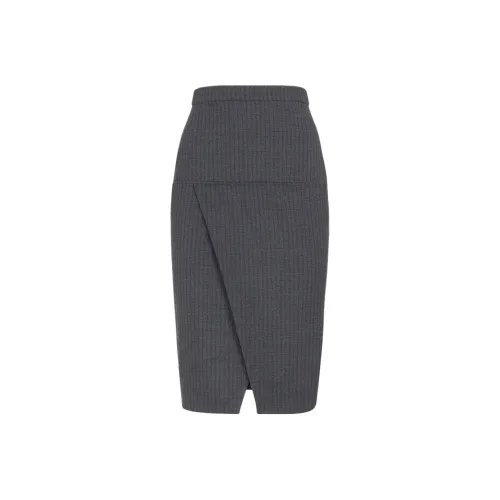 FENDI FW24 Повседневная длинная юбка женская серого цвета