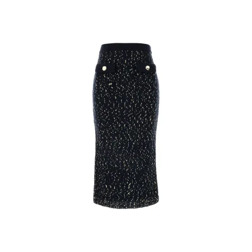 Self Portrait Casual Long Skirt Women's Navy Blue