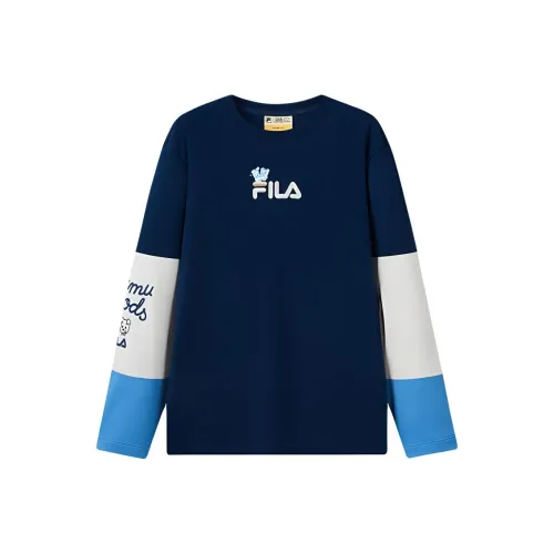 FILA KIDS x YUANTIANZHI LIANMINGKUAN FW24 Свитшот Sea Sunset Синий Подростки