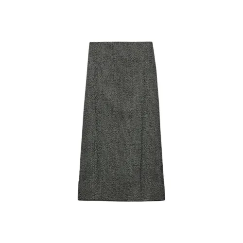 PRADA FW24 Повседневная длинная юбка женская серого цвета