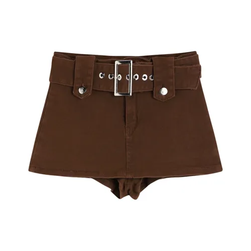 PASSCODIO Джинсовые короткие юбки Женские Коричневый