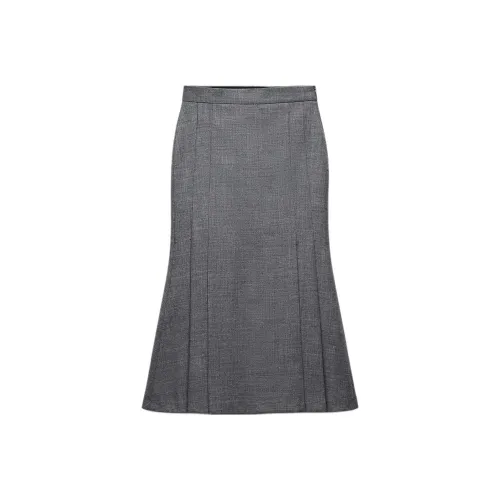 ZARA ZW Series Серые Женские Повседневные Длинные Юбки