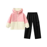 [Ветровка/Карго Брюки Одежда Комплекты] Розовый + Черный