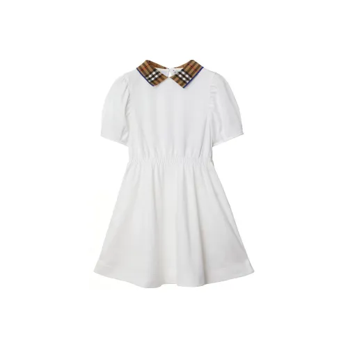 Burberry Оптический белый цвет Kids Платья