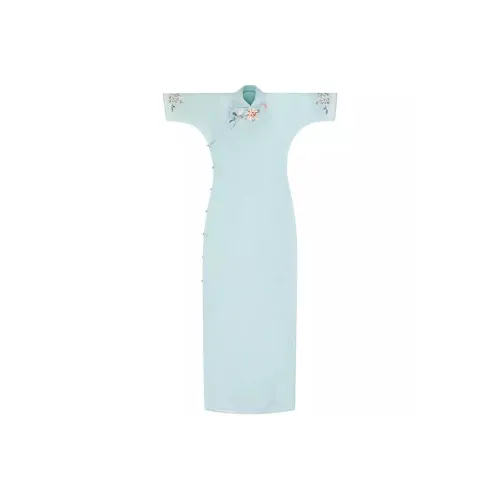 YICHENGFENGXU Чунсам Женский Синий Зеленый