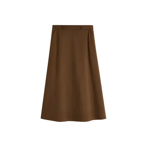 Inman Повседневный Длинный Юбка Женские Мерсеризация Коричневый
