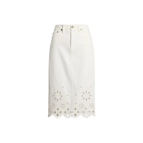 LAUREN RALPH LAUREN SS25 Деним Длинный Юбка Женская Белая