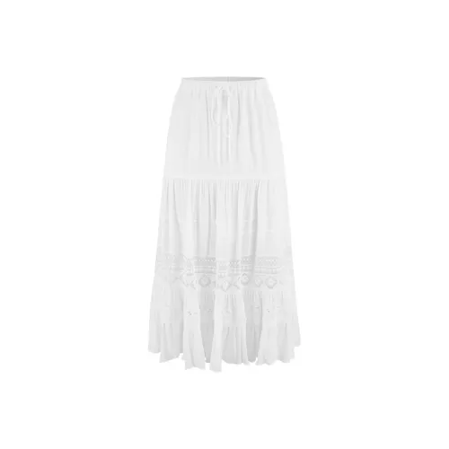URBAN REVIVO Повседневный Длинный Юбка Женская Натуральный Белый