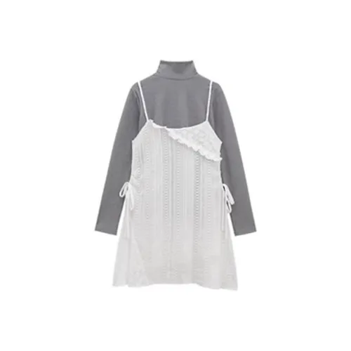 HeartyBite Комплект с юбкой Женская Одежда Наборы Серый+Белый