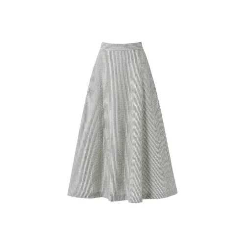 SOON FLOWER Повседневный Длинный Юбка Женские QINGCHENG Серый