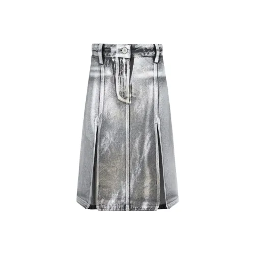 The Attico SS25 Повседневный Длинный Юбка Женская Серебряная