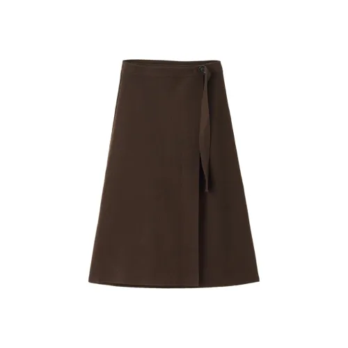 Giordano Повседневный Длинный Юбка Женские Темно-Кофейный
