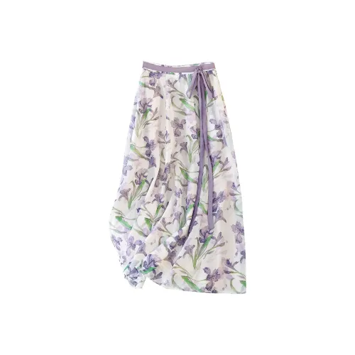 TOUCH Повседневный Длинный Юбка Женская Зеленая Фиолетовая Многоцветная