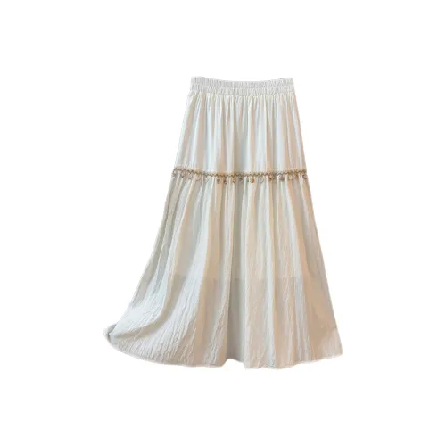 COVER TIME Повседневный Длинный Юбка Женские Абрикос