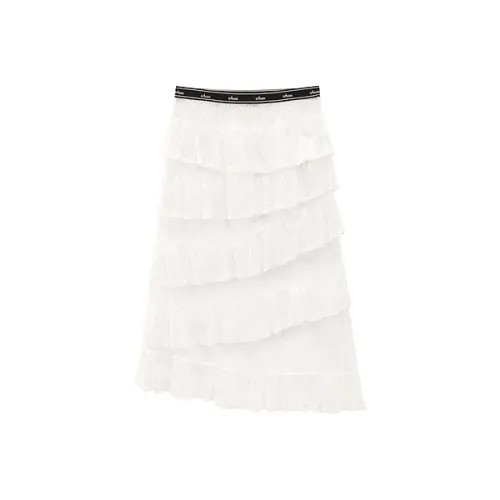 CHUU Повседневный Длинный Юбка Женская Белая