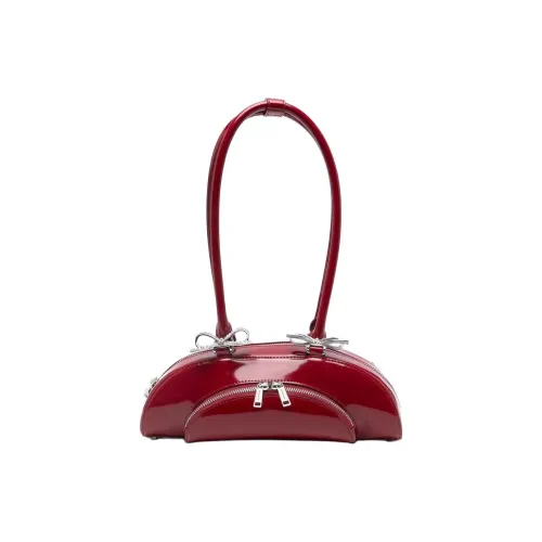 Self Портрет Телячья кожа Сумка для боулинга Сумка Сумка через плечо Женская Красная