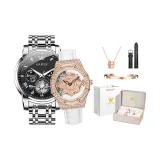 Джет Черный + Белая Кожа Розовое Золото Подсолнух