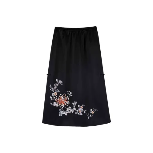 YICHENGFENGXU Повседневный Длинный Юбка Женские Черный