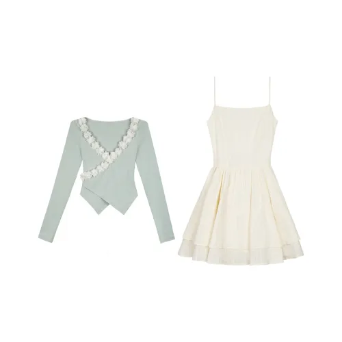 Seeeemi Юбка Одежда Комплекты Женские Синий Абрикос