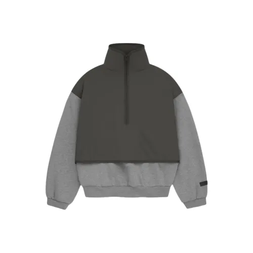 Fear of God Essentials SS24 Kids Нейлон Флис Mockneck Свитер Темно-пшеничный серый Детский