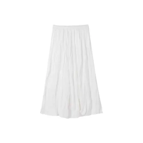 LSYX Повседневный Длинный Юбка Женская Белая