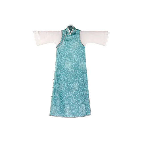 YICHENGFENGXU Чунсам Женский Синий С принтом