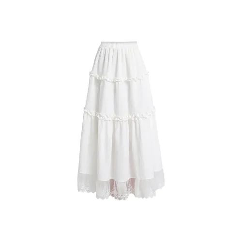 HTHK Повседневный Длинный Юбка Женская Белая