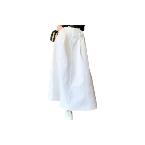 NANING9 Повседневный Длинный Юбка Женская Белая