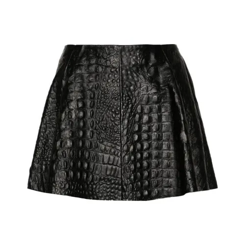 Blumarine SS24 Кожаная короткая юбка Женская Черная