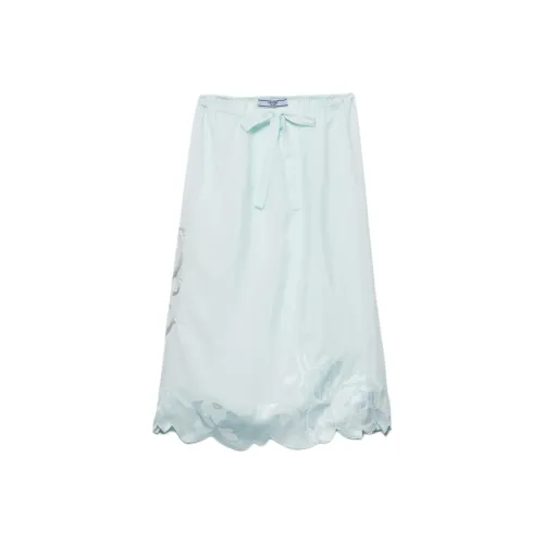 PRADA FW24 Повседневная длинная юбка женская зеленая