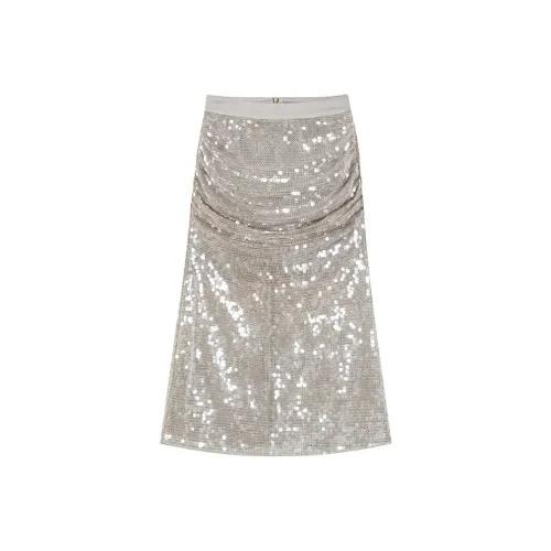 CARIEDO Повседневный Длинный Юбка Женская Серебряная