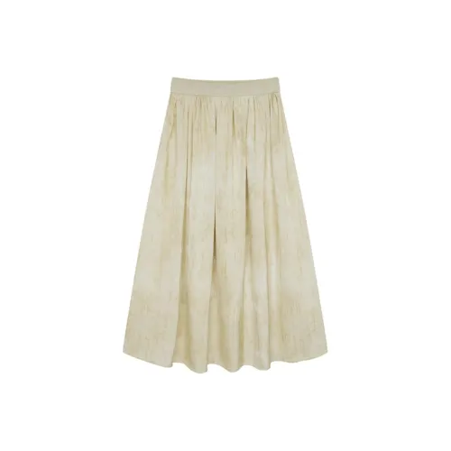 IHIMI Повседневный Длинный Юбка Женская Цвет Нежная Травяной Зеленый