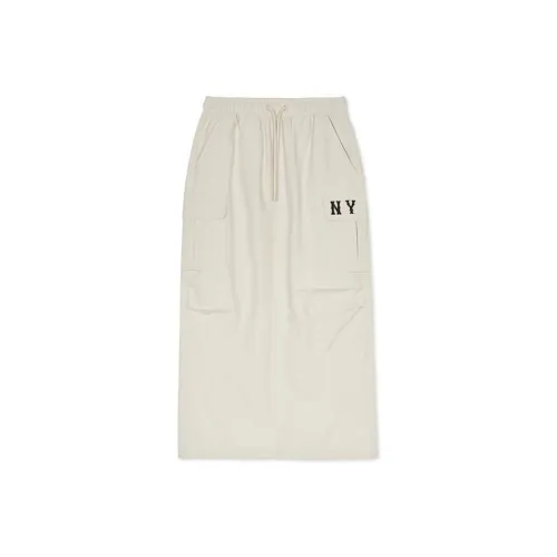 Mlb Base Logo FW AW24 Повседневная длинная юбка женская лен кремовый