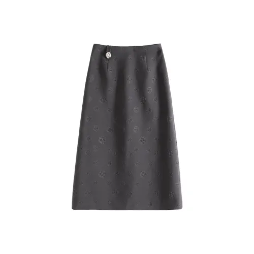 Акомодация Повседневная Длинная Юбка Женская Темно-Серый