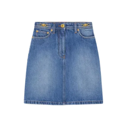 VERSACE Джинсовые короткие юбки Женские Синие