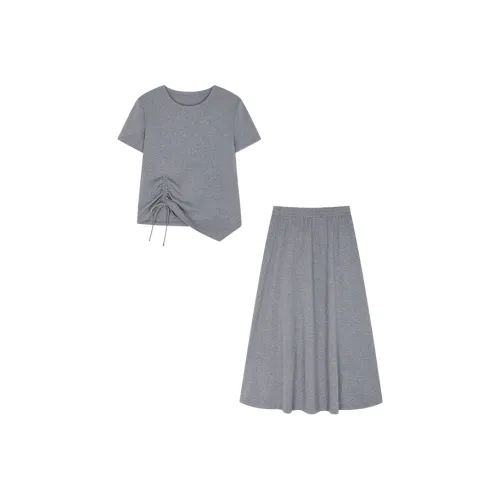 Mo Han Yi Mei Комплект с юбкой Женские Темный Фотиния Серый
