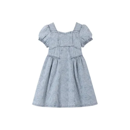Annil Детское платье цвет синий узор цветок для подростков