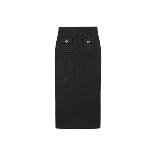 Self Portrait Casual Long Skirt Women's Classic Black