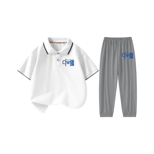 La Chapelle Повседневная спортивная одежда [Поло + Ледяной шелк Антимоскитные брюки Комплект] Белый + Серый для детей 3-7 лет